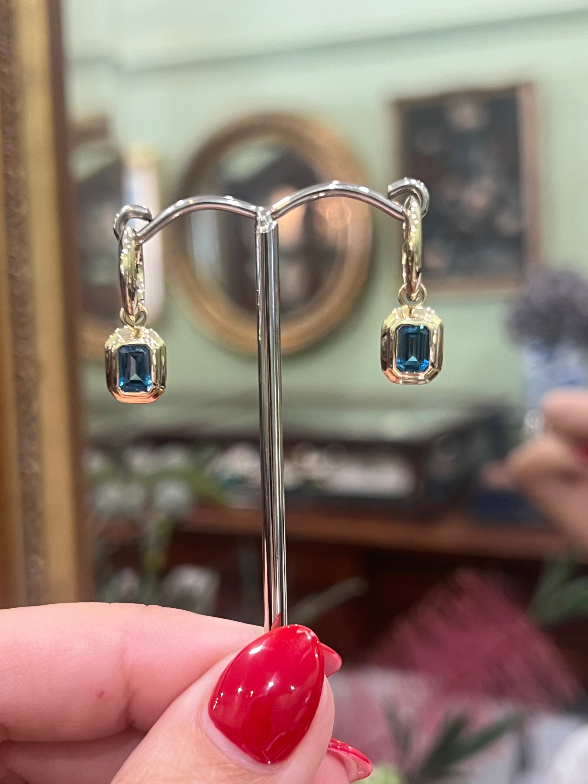 London Blue Topaz Earrings in 9ct Yellow Gold