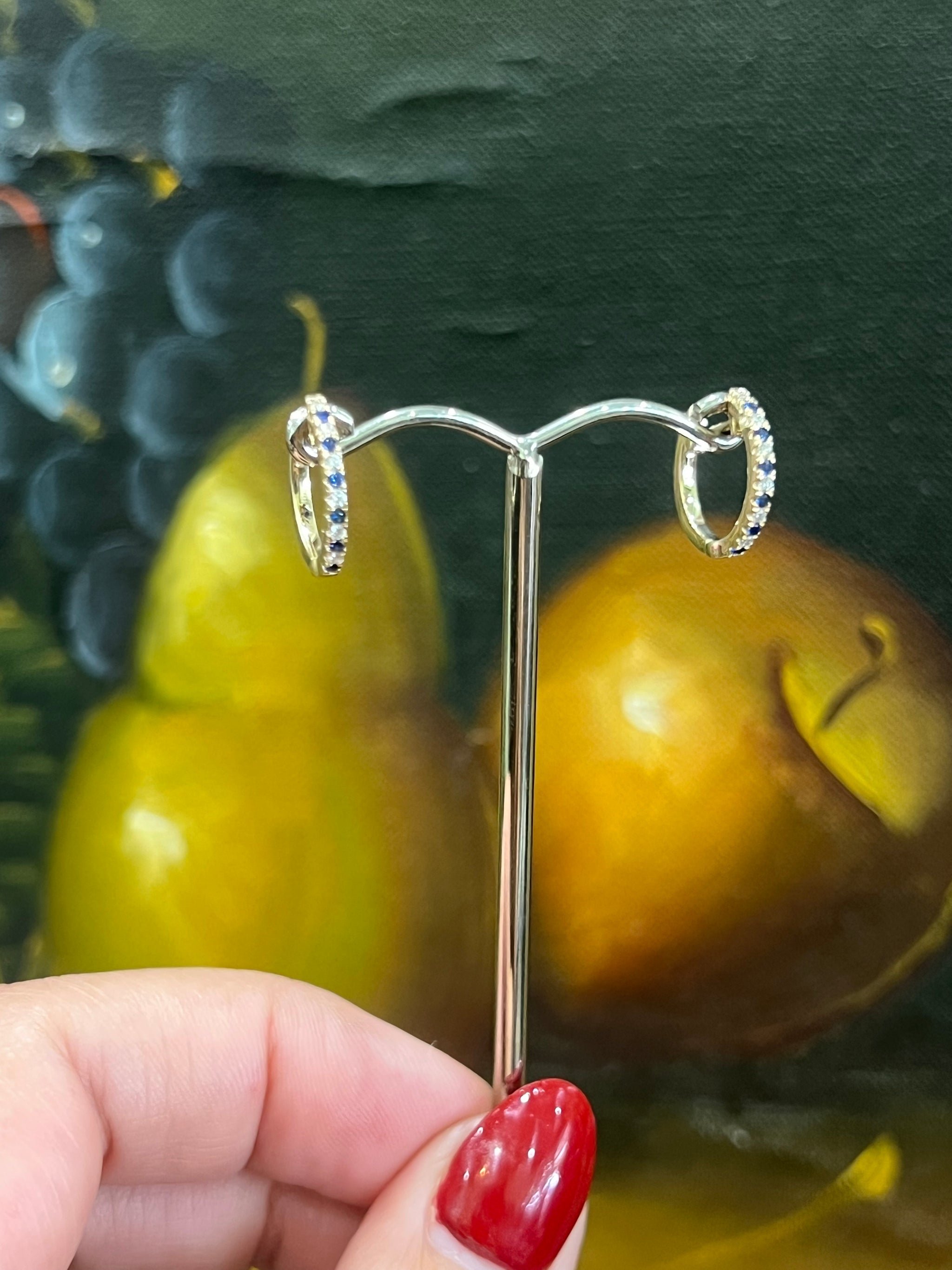 Sapphire and Diamond Huggies in 9ct Yellow Gold