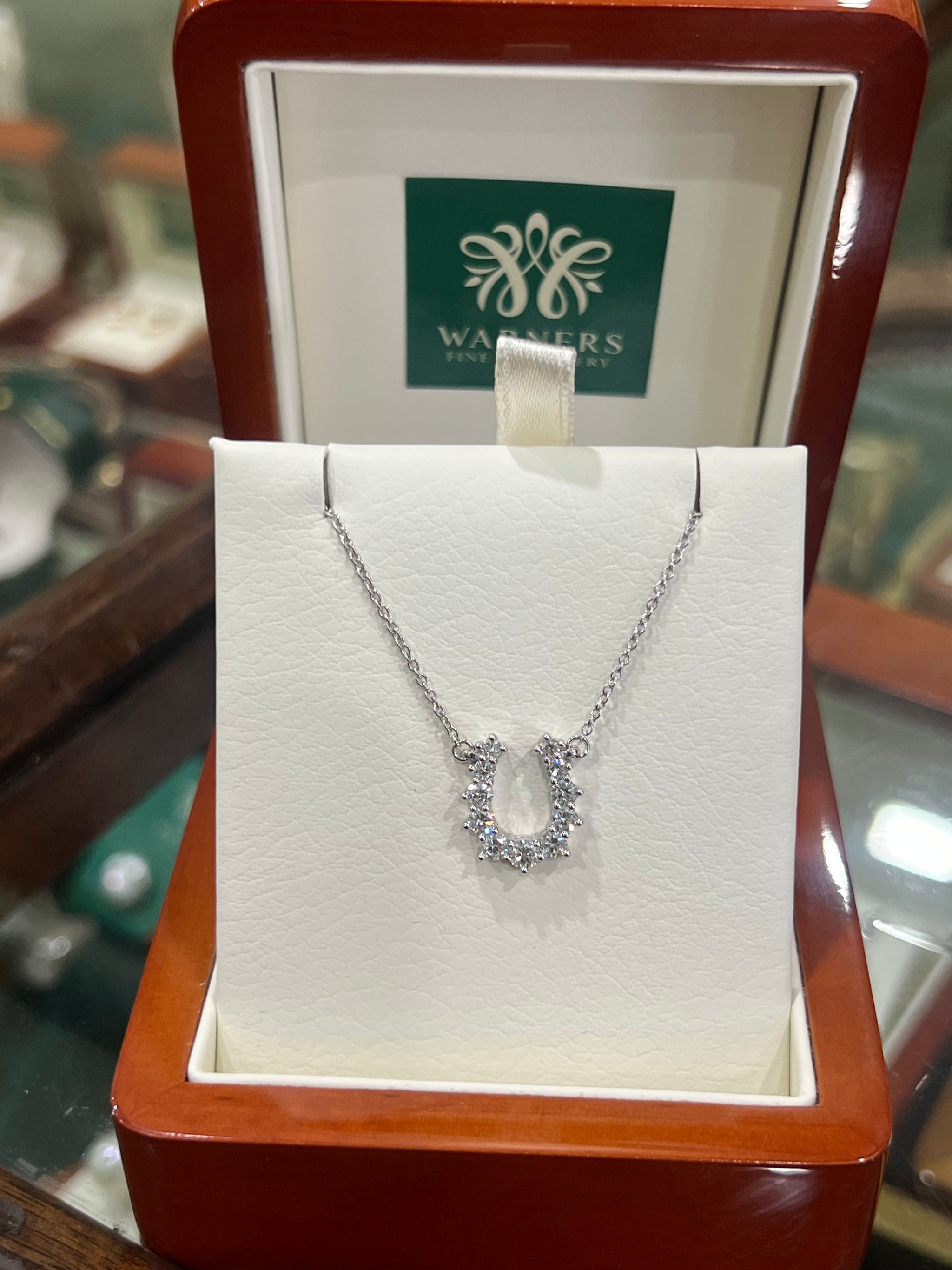 Diamond Horseshoe Necklace in 9ct White Gold