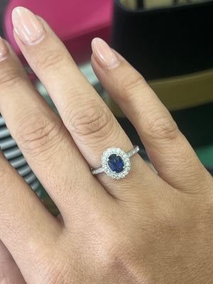 Ceylon Sapphire and Diamond Ring in 18ct White Gold