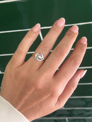 Sapphire, Ruby, Emerald and Diamond in 9ct Yellow gold