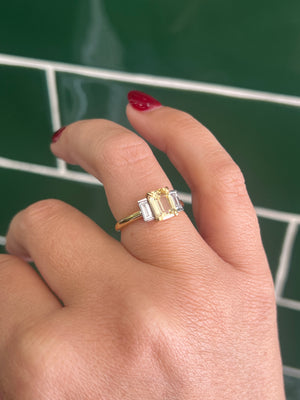 Yellow Sapphire and Diamond Ring in 18ct Yellow Gold