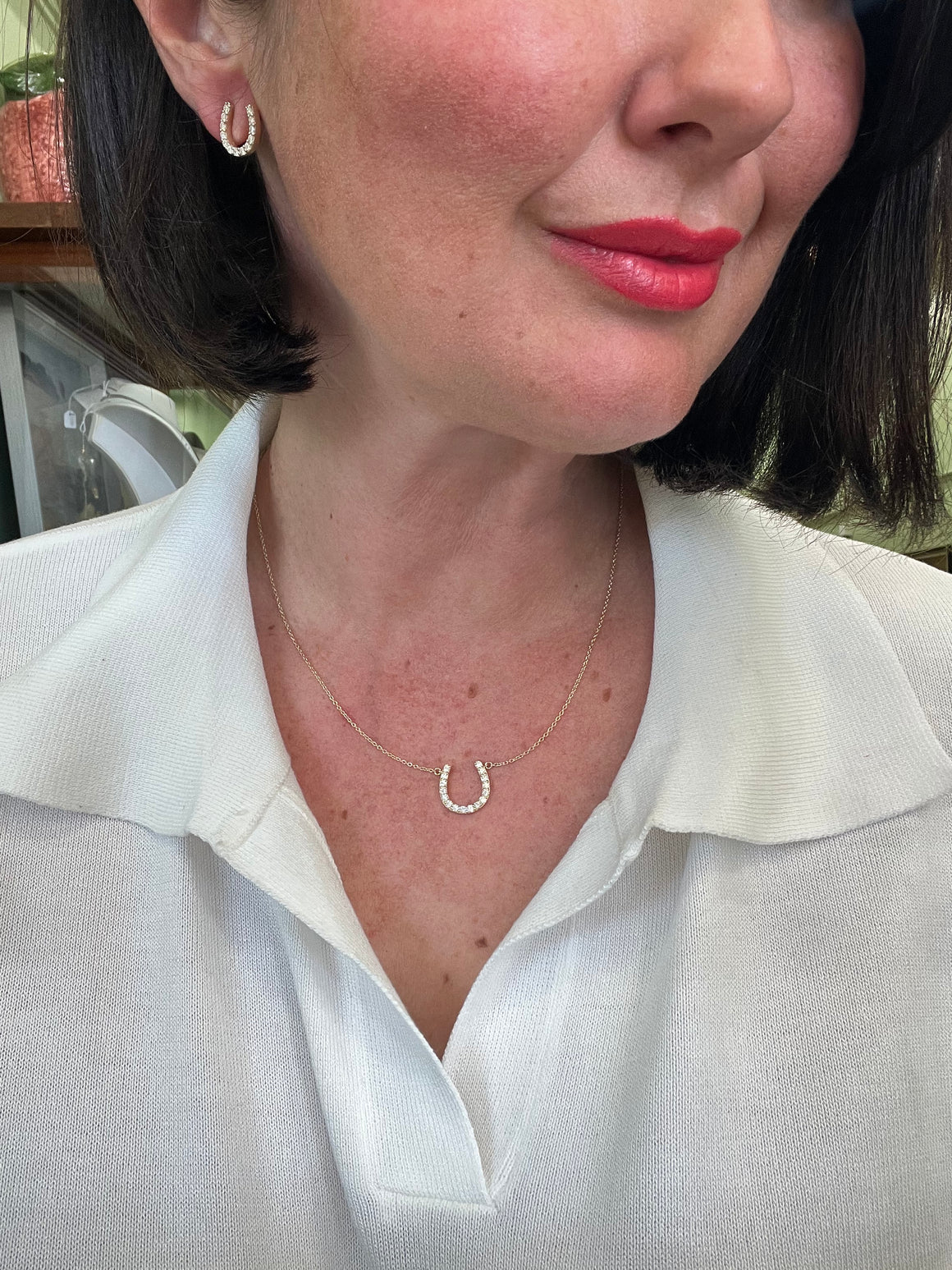 Diamond Horseshoe Necklace in 9ct Yellow Gold