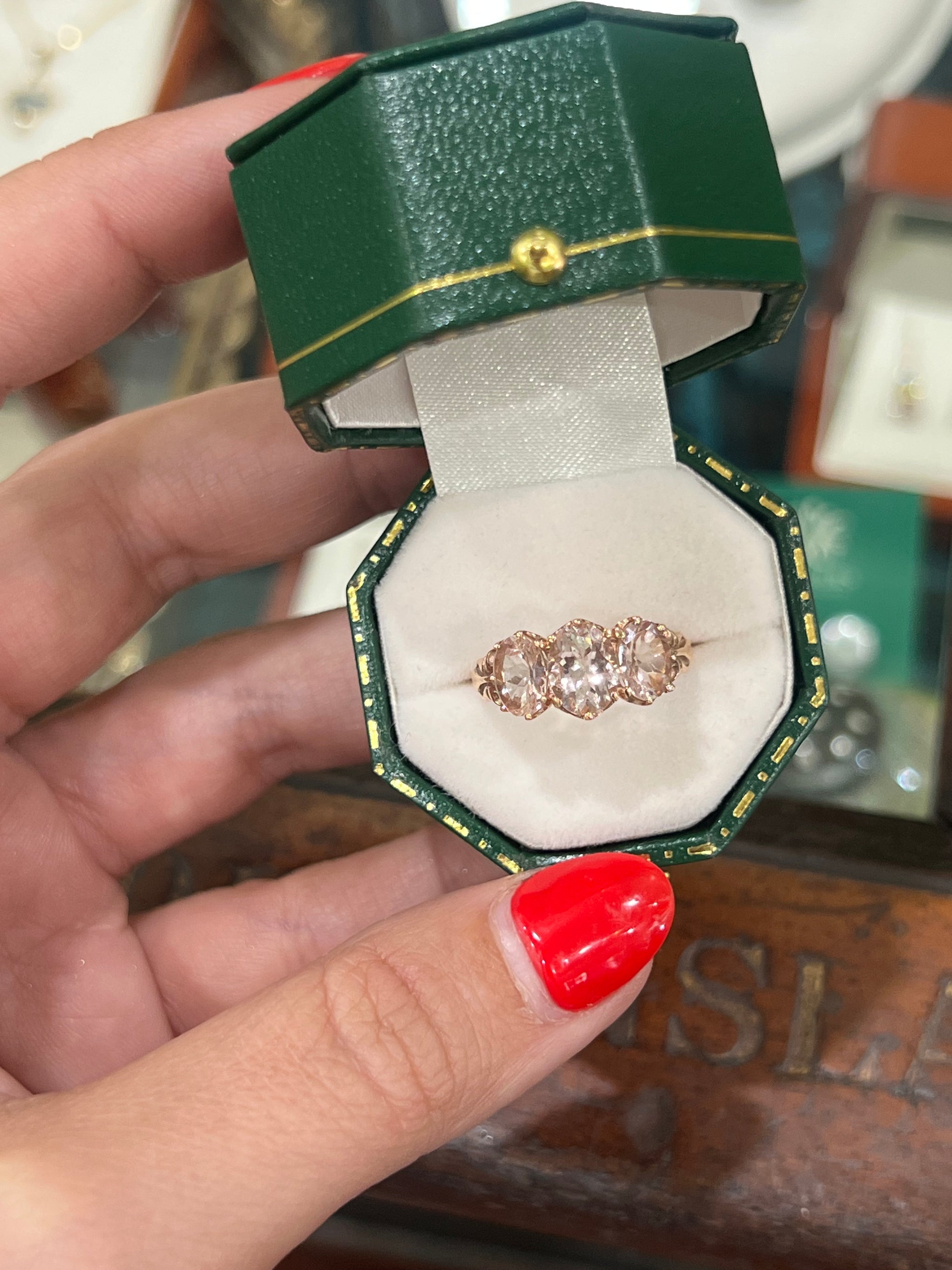 Morganite Trilogy Ring in 9ct Rose Gold