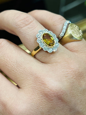 Australian Yellow Sapphire and Diamond Ring in 18ct Yellow Gold