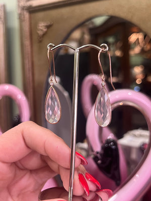 Rose Quartz and Diamond earrings in 9ct rose gold