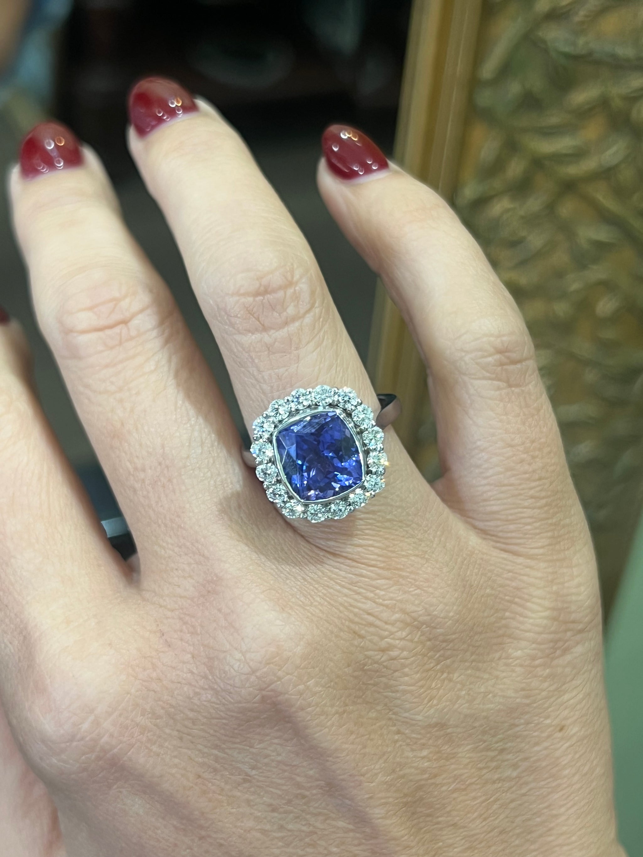 Tanzanite and Diamond in 18ct White Gold