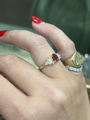 Ruby and Diamond Ring in 18ct Yellow Gold