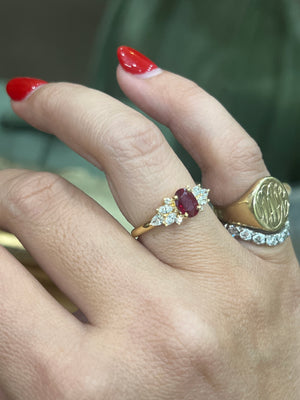 Ruby and Diamond Ring in 18ct Yellow Gold