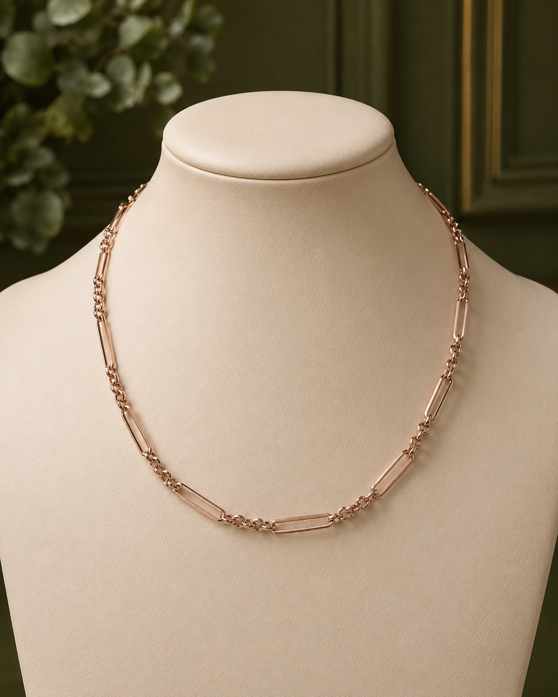 Heritage Fob Link Necklace in 9ct Rose Gold