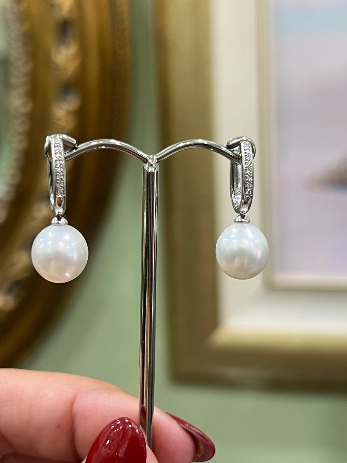 Australian South Sea Pearl and Diamond Earrings in 18ct White Gold