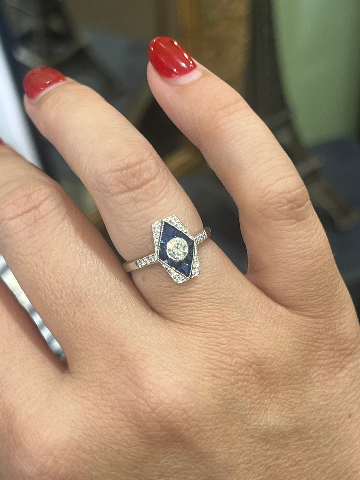 Diamond and Sapphire Ring in 18ct White Gold