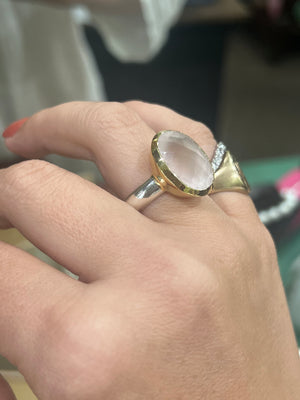 Rose Quartz Cocktail Ring in Sterling Silver