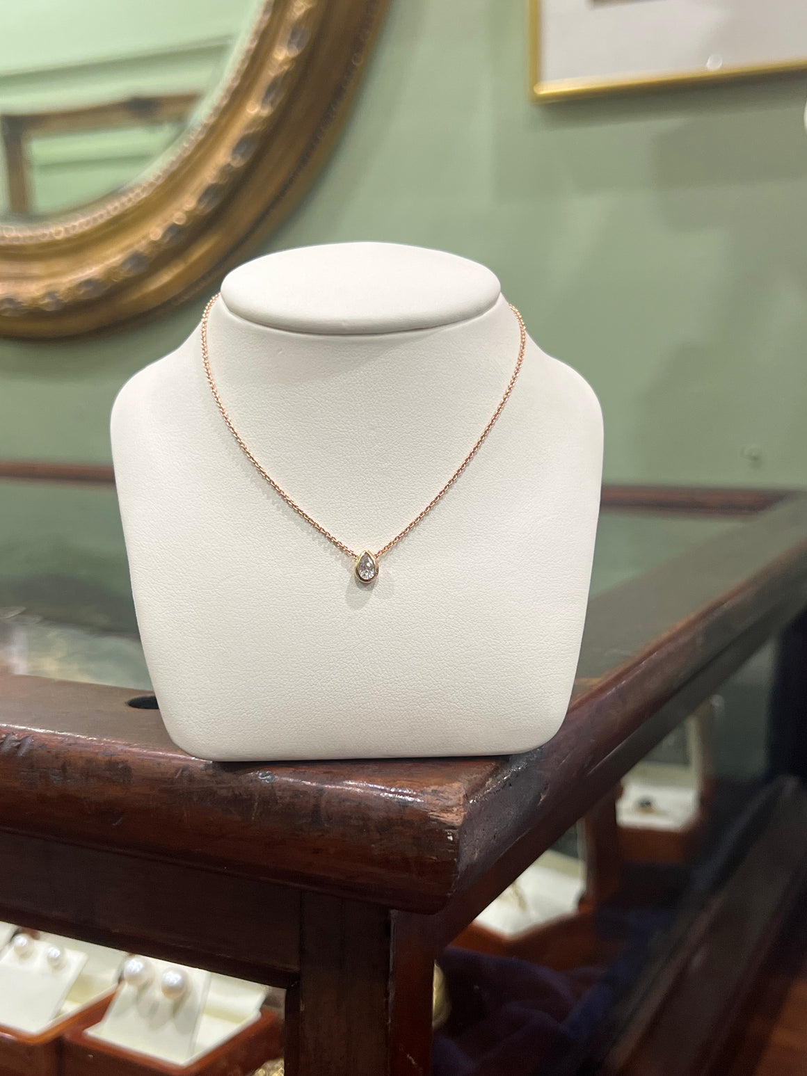Solitaire Diamond Necklace in 18ct Rose Gold - Pear 0.25ct