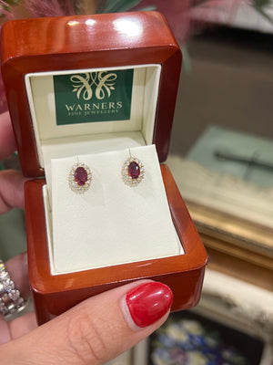 Ruby and Diamond Earrings in 18ct Yellow Gold