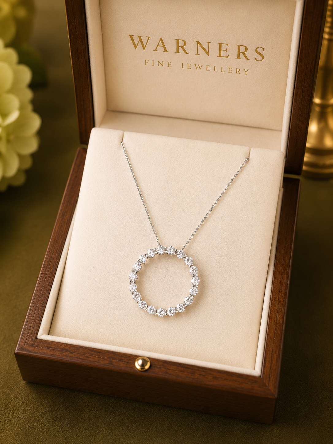 Diamond Circle Necklace in 18ct White Gold