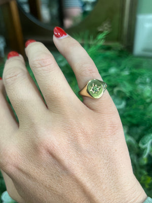 Parti Sapphire Signet Ring in 9ct Yellow Gold
