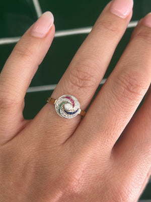Sapphire, Ruby, Emerald and Diamond in 9ct Yellow gold