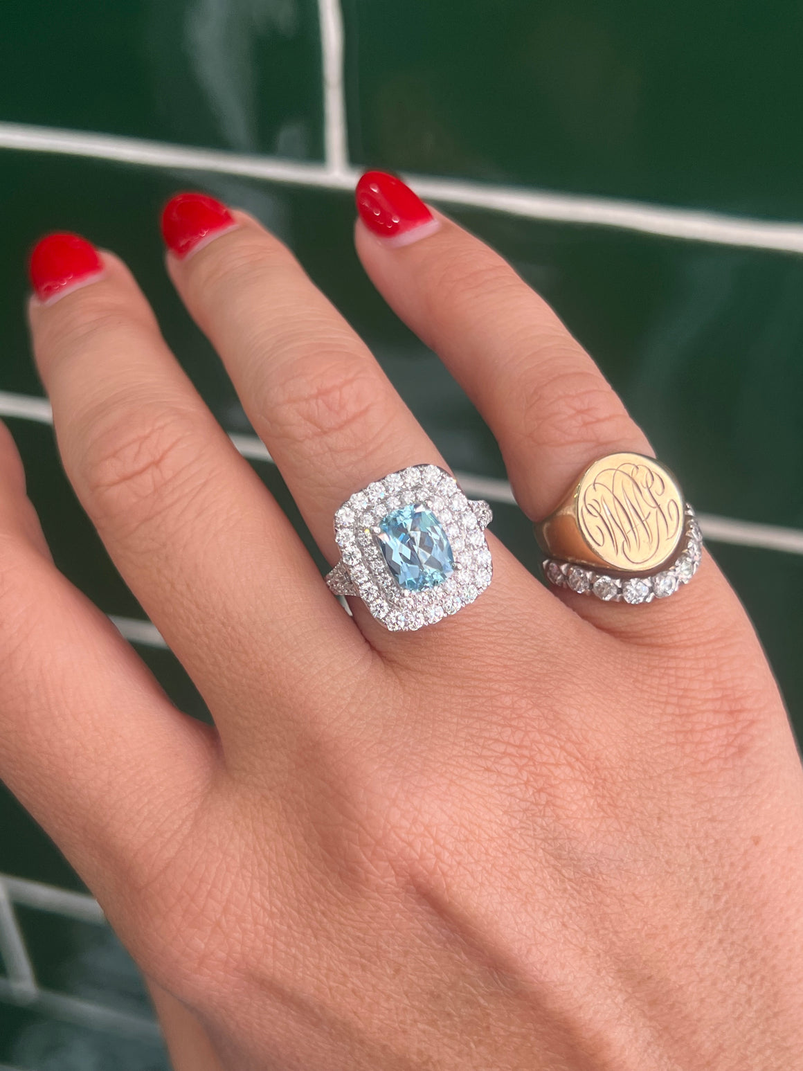 Aquamarine and Diamond Ring in 18ct White Gold