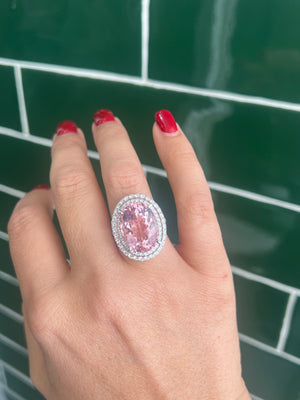 Morganite and Diamond Ring in 18ct White Gold