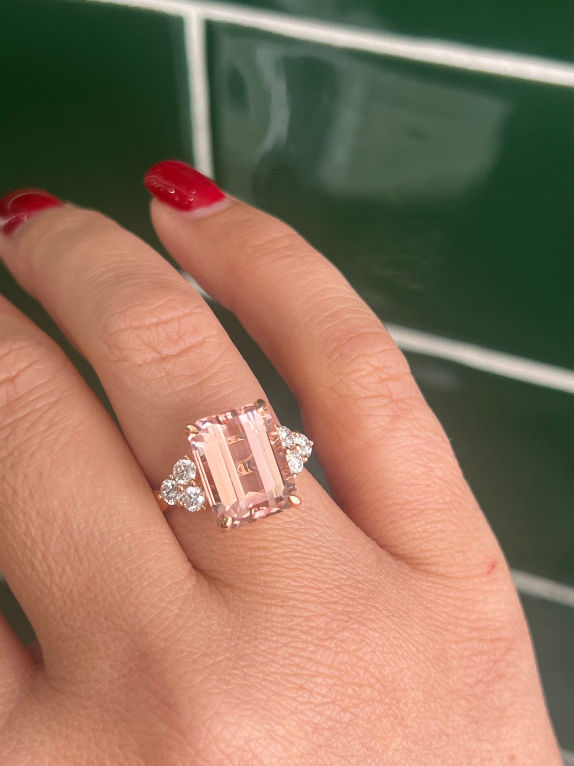 Morganite and Diamond Ring in 18ct Rose Gold