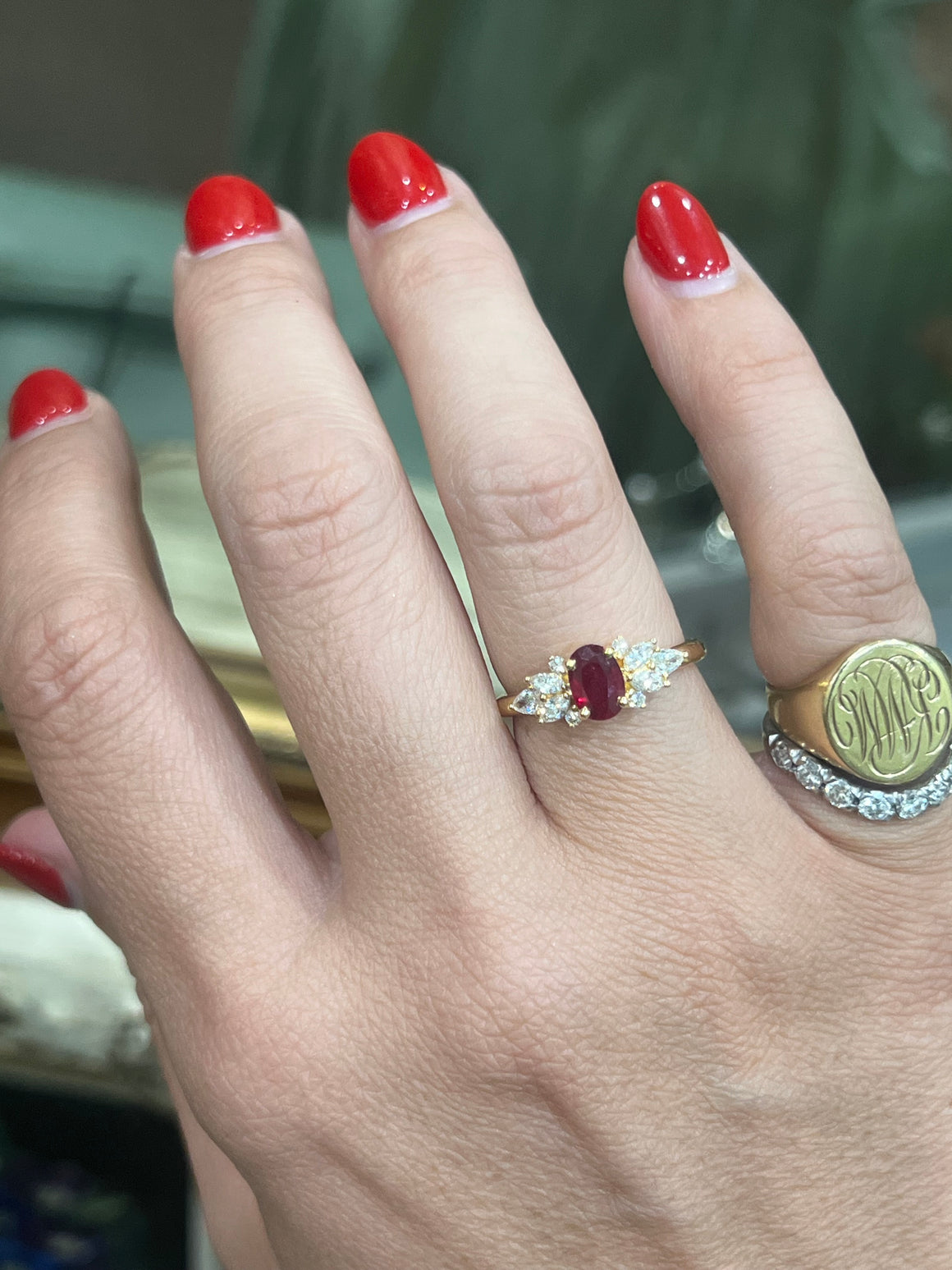 Ruby and Diamond Ring in 18ct Yellow Gold