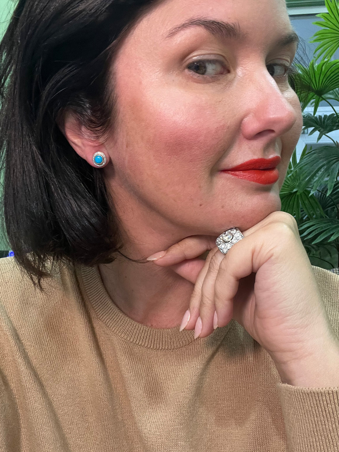Turquoise and Diamond Earrings in 9ct Yellow Gold