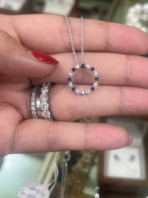 Sapphire and Diamond Necklace in 9ct White Gold