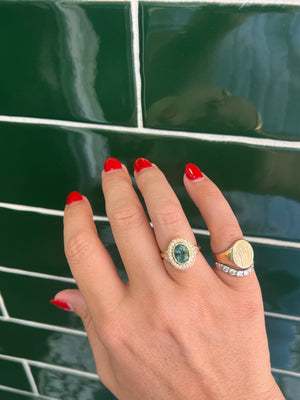 Green Tourmaline and Diamond Ring in 18ct Yellow Gold
