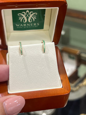 Emerald Huggies in 9ct Yellow Gold - Petite