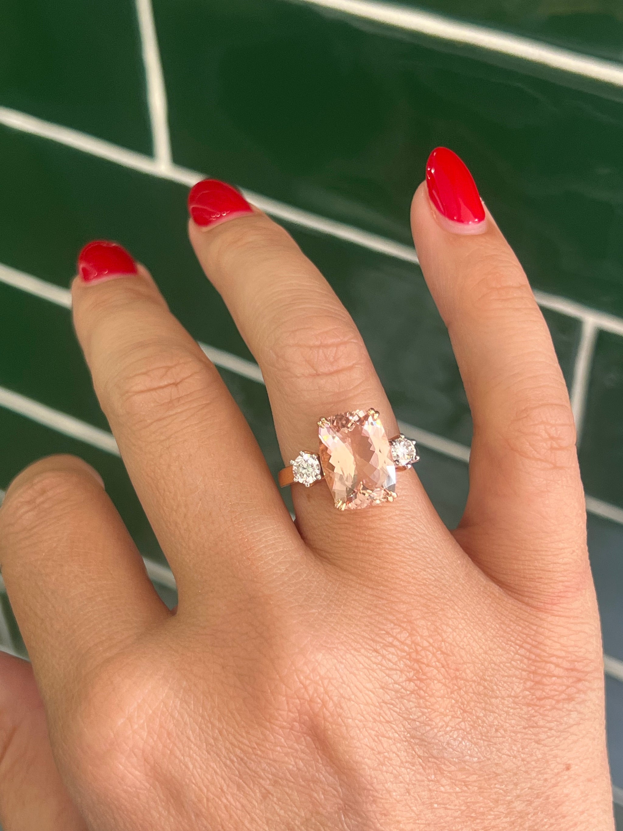 Morganite and Diamond Ring in 18ct Rose Gold
