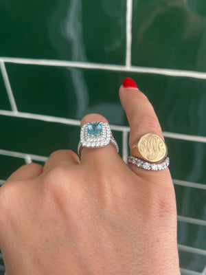 Aquamarine and Diamond Ring in 18ct White Gold