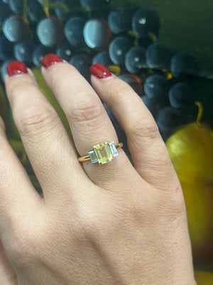 Yellow Sapphire and Diamond Ring in 18ct Yellow Gold