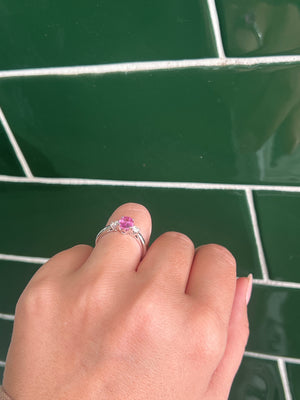 Pink Sapphire and Diamond Ring in 18ct White Gold