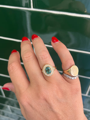 Green Tourmaline and Diamond Ring in 18ct Yellow Gold