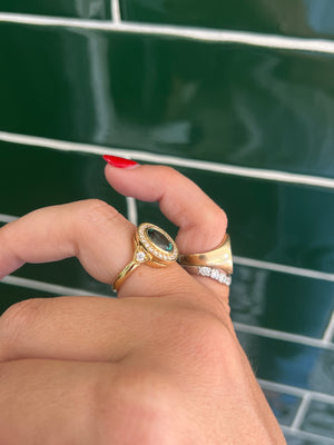 Green Tourmaline and Diamond Ring in 18ct Yellow Gold