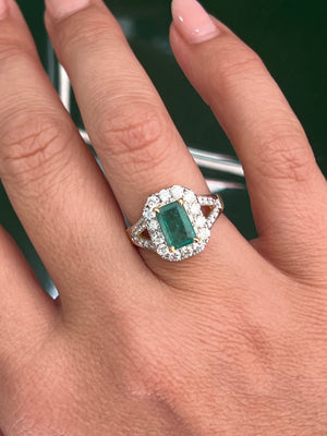 Emerald and Diamond Ring in 18ct Yellow Gold