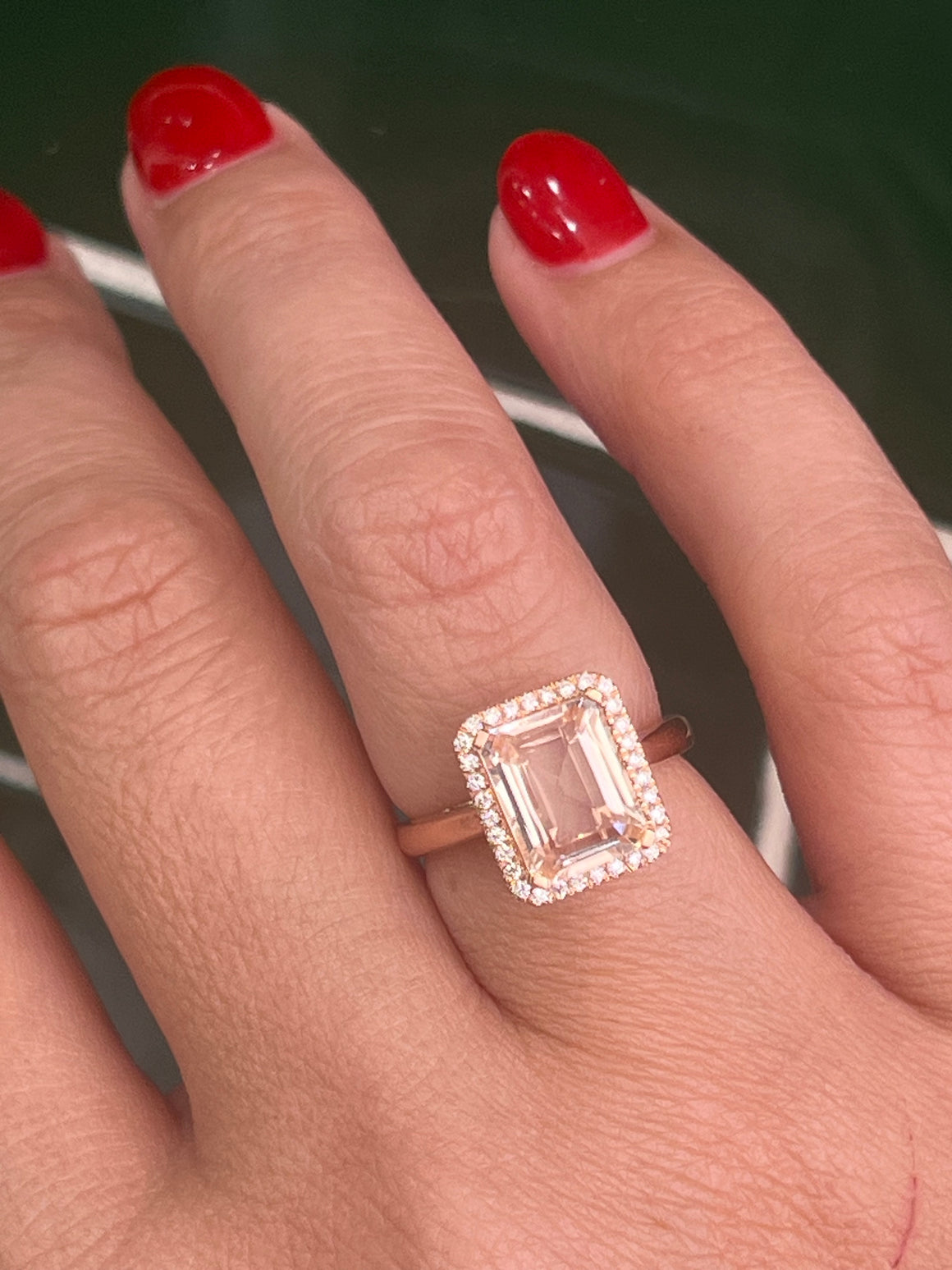 Morganite and Diamond Ring in 18ct Rose Gold