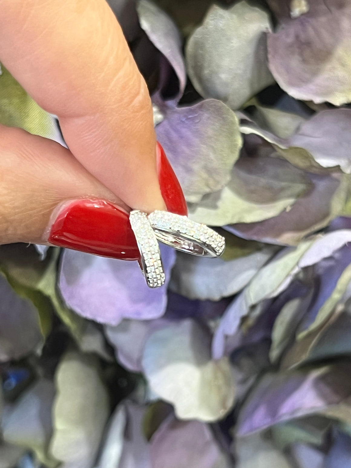 Diamond Huggies in 18ct White Gold
