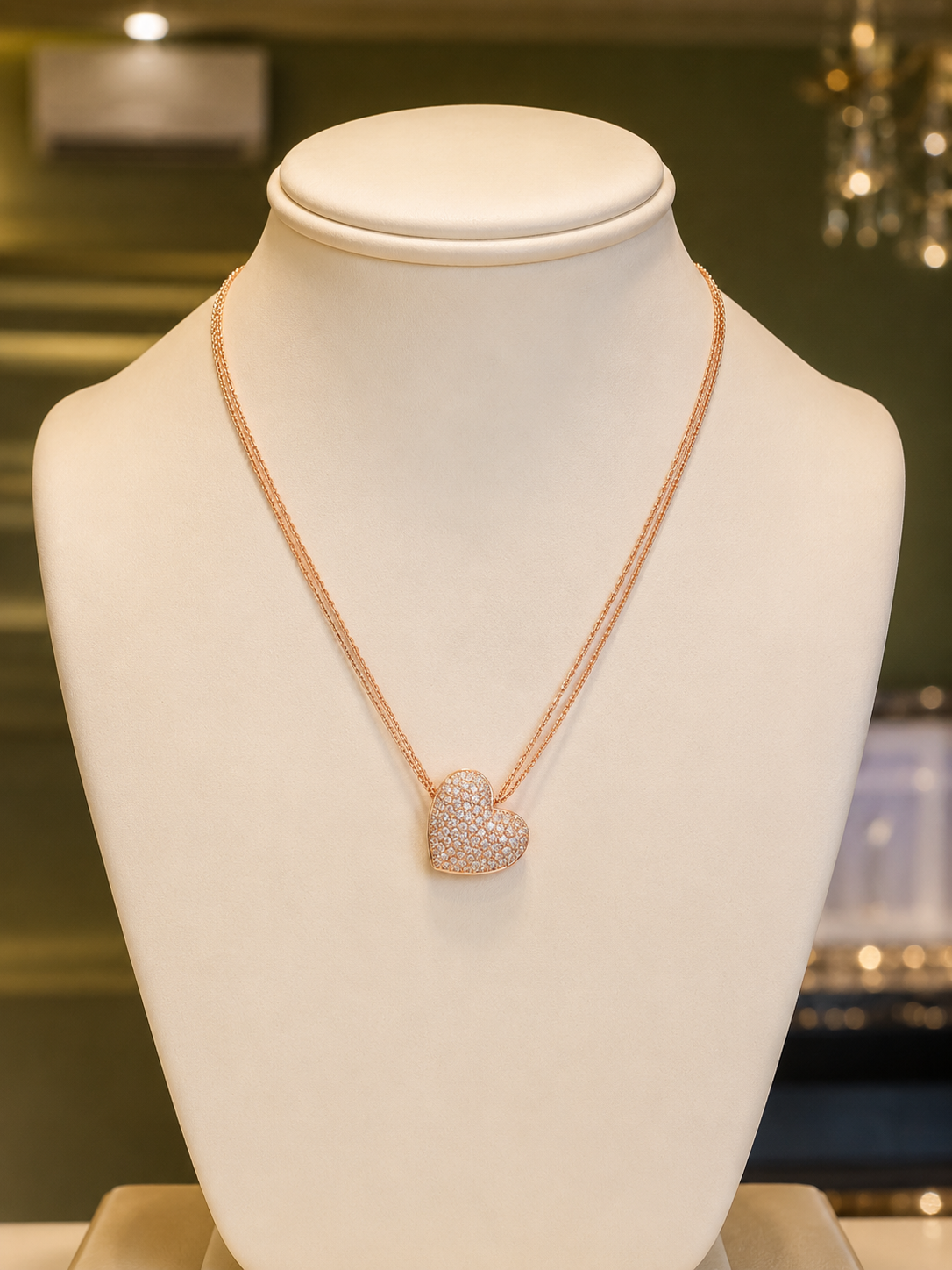 Diamond Heart Necklace in 18ct Rose Gold