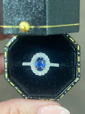 Ceylon Sapphire and Diamond Ring in 18ct White Gold