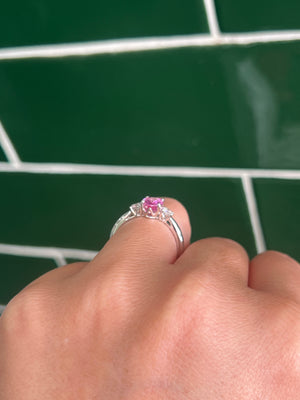 Pink Sapphire and Diamond Ring in 18ct White Gold