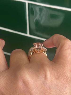 Morganite and Diamond Ring in 18ct Rose Gold