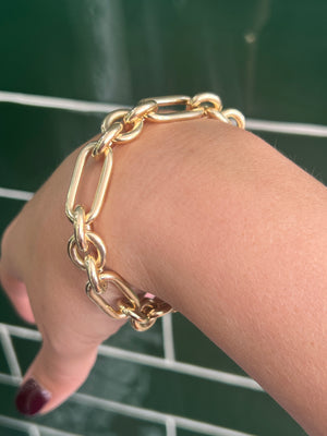 Paper Link Fob Bracelet in Solid 9ct Yellow Gold