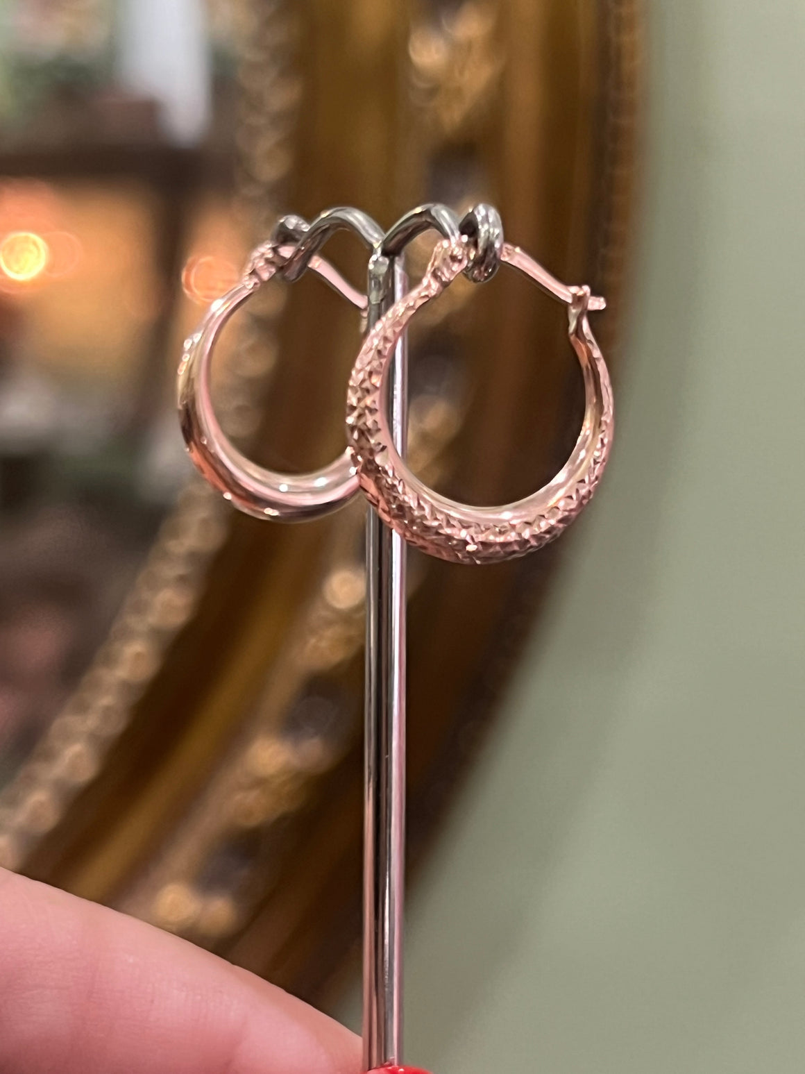 Rose Gold Hoops - Etched