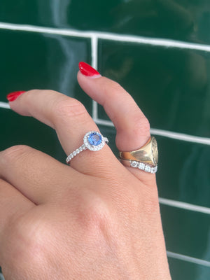 Ceylon Sapphire and Diamond Ring in 18ct White Gold