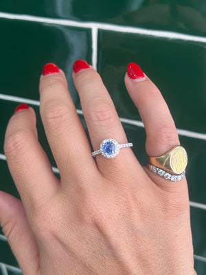 Ceylon Sapphire and Diamond Ring in 18ct White Gold