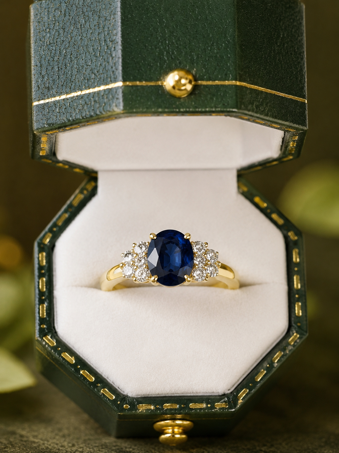 Ceylon Sapphire and Diamond Ring in 18ct Yellow Gold