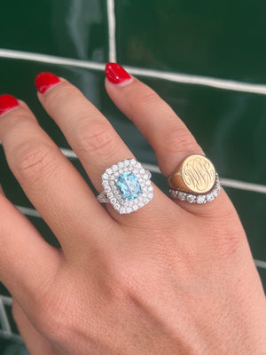 Aquamarine and Diamond Ring in 18ct White Gold