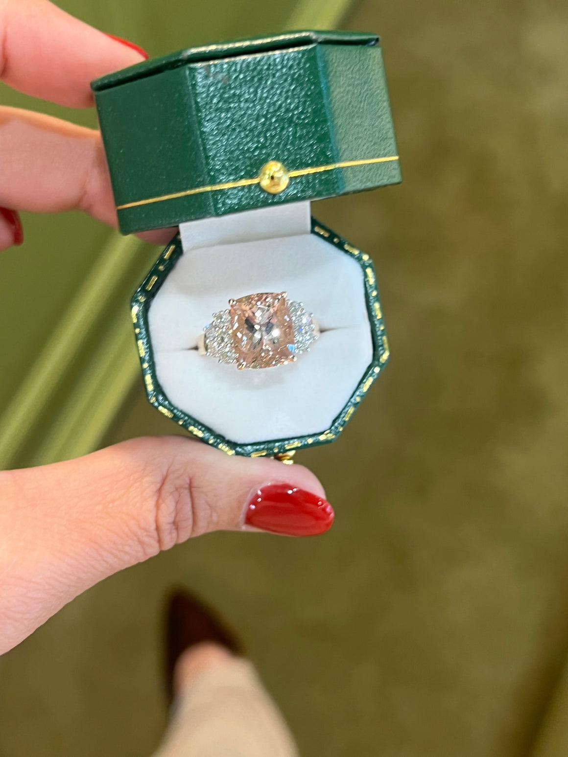 Morganite and Diamond Ring in 18ct Rose Gold
